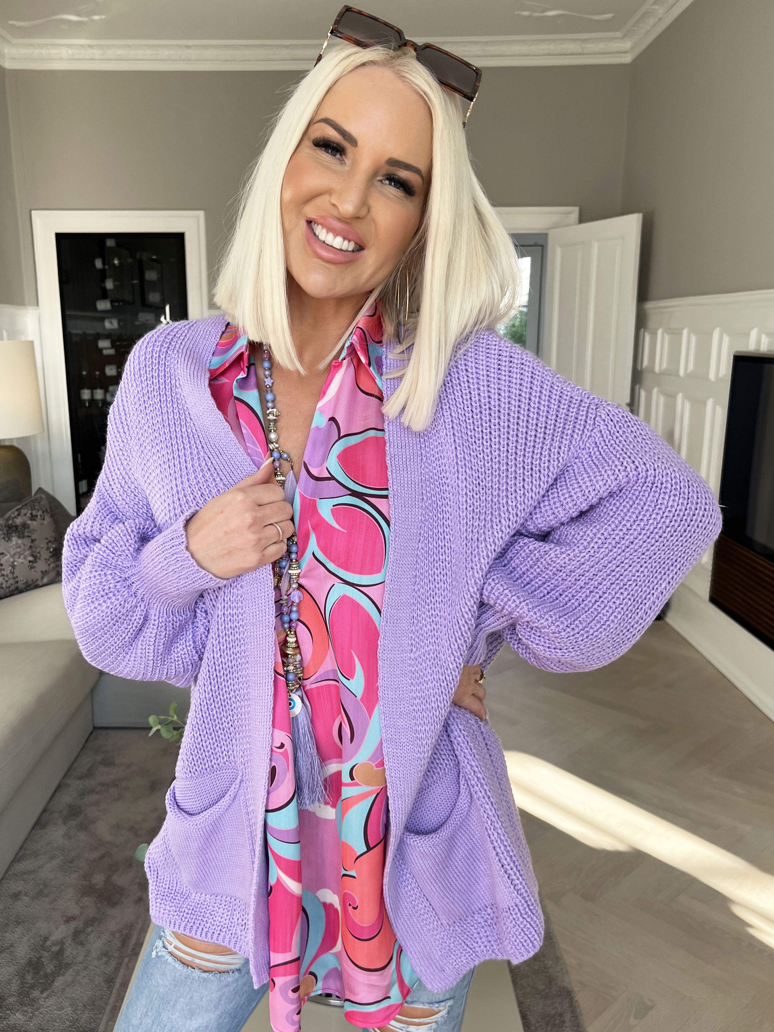 Sally Short - Sød strik cardigan med ballonærmer